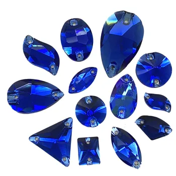 Сапфирен кристал TopStone, пришивной камък, кръгли, правоъгълни, квадратни стъклени кристали, смесени форми за чанти за дрехи