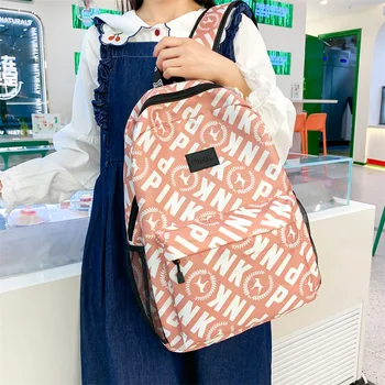 Непромокаеми найлонови дамски раници, лека училищната чанта на голямо рамо, раница за момичета, модерен розов училище раница