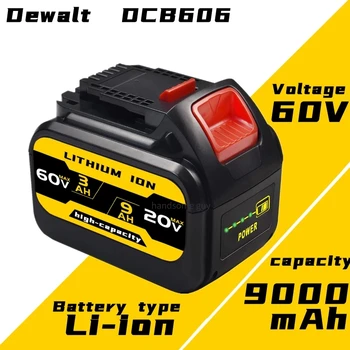 DCB606 9000mAh 20V/60V/120V MAX Batterie, заместител за Dewalt DCB609G DCB612 Arbeit mit Alle 20V/60V/120V, Безжични електрически инструменти