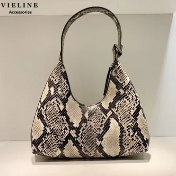 VIELINE/нова дамска чанта-скитник от естествена кожа, голяма чанта голям за подмишниците, чанта на едно рамо, U-образна чанта Moon Bag
