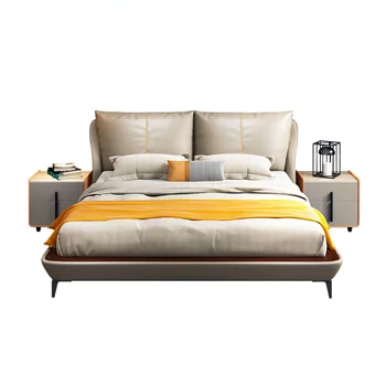 мек диван от естествена кожа, модерен дизайн, легло/модерно обзавеждане за спалня king-size