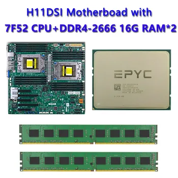 За Дънната платка Supermicro H11DSI с жак SP3 180 W TDP с двоен процесор EPYC 2*7F52 2 бр. DDR4 16G 2666 Mhz Памет REV2.0