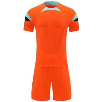 Мъжки празен комплект червени футболни майок с къс ръкав, детска оранжева спортна риза за възрастни, футболна форма, персонално име, номер на DIY