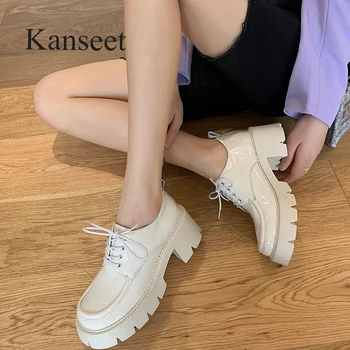 Kanseet/2021, ново записване, дамски обувки-лодки, пролет-есен, мода обувки ръчна изработка от естествена кожа, обувки на висок ток 6 см, с кръгло бомбе