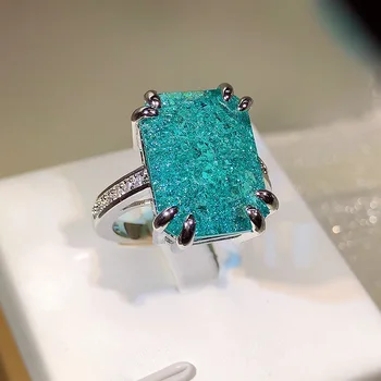 Най-новия пръстен със скъпоценния камък под формата на лед цвете от сребро 925 проба, модерен пръстен с кубическим цирконием от Параибы, подарък за парти, бижута за годеж