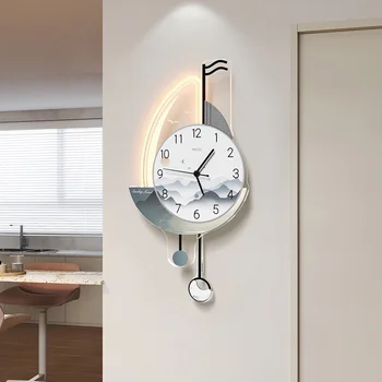 Модерни минималистичные творчески часовници, стенни часовници за всекидневна 2023, Нова Домашна атмосфера, Модерен Декоративен часовник, монтиран на стената лампа