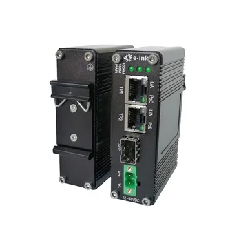 Оптичен Медиаконвертер Мини Индустриална 1-Портов 100/1000x SFP в 2-Портов 10/100/1000t Ethernet Медиаконвертер