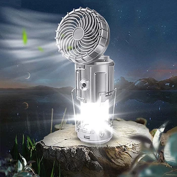 6 В 1 Външен led лампа за Къмпинг с Вентилатор Лампа за Палатка Риболовен фенерче За нощуване на открито, Туризъм и Риболов