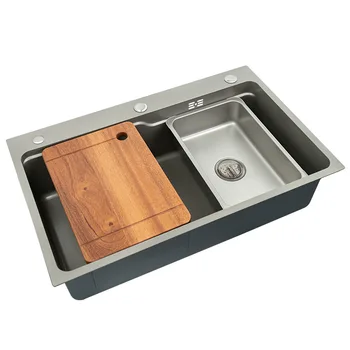 304 неръждаема стомана, лесен луксозен нанопистолет, сив мивка ръчно изработени аксесоари за кухненски мивки