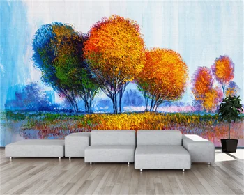 Потребителски тапети Американската ръчно рисувани с маслени бои, импресионизъм, растения, дървета, цветя, фон за украса на стени, боядисване