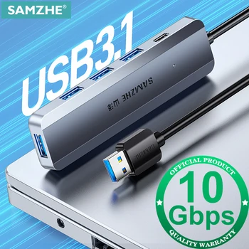 SAMZHE USB Хъб 3,1 Мулти USB Сплитер 4 USB порта 3,1 3,0 с Микрозарядкой за Lenovo Xiaomi Macbook Pro PC USB Хъб 3 1