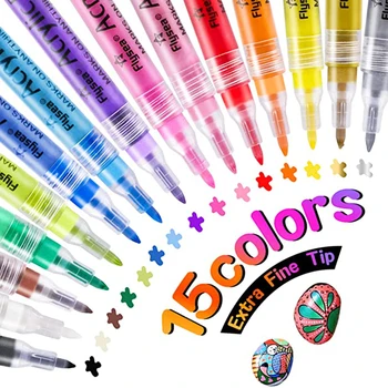 15 цвята, дръжки за рисуване 0,7 мм, с много тънък фитил, акрилни маркер за наскальной живопис, акрилни художествени маркери за деца и възрастни, изработване на картички