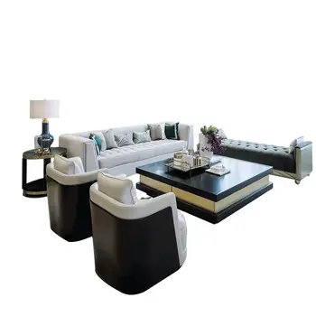Индивидуален лесен луксозен модерен прост кожен диван в гонконгском стил, размера на италианска вила, мебели за дневна от висок клас, диванчик за двама