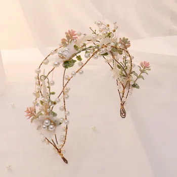 Нов висок клас венец, пролетни богемные перлена корона, плажно цвете венец, романтични сватбени диадеми, цветя превръзка на главата