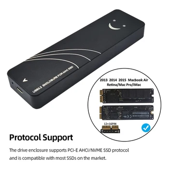За MacBook Air/Pro 13-17 USB3.2 Корпус твърд диск 10/20 Gbit/с Външен корпус Поддържа протокола PCI-E AHCI/NVME SSD