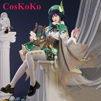 CosKoKo Venti Cosplay костюм Гореща игра Genshin Impact God Of Wind Добра бойна форма за парти в чест на Хелоуин, дрехи за ролеви игри, S-XXL