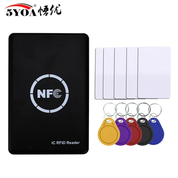 Четец за смарт карти NFC Сценарист RFID Фотокопирна Машина 13,56 Mhz USB Програмист Ключодържатели IC Карта UID S50 MF ISO14443A Tag