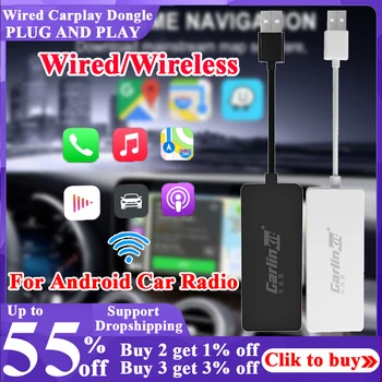 Carlinkit Кабелна Apple Carplay Dongle Android Auto Carplay Smart Link USB Dongle Адаптер за Навигация мултимедиен плейър Mirrorlink