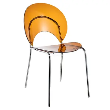 2 елемента Акрилен прозрачен стол за хранене дизайнерски дом, модерен чист червен художествен стол с облегалка творчески сребърни крачета лесен луксозен стол