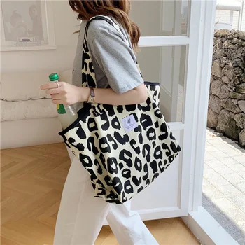 Дамска чанта-тоут, нова корейска чанта 2023 Bolsa голяма леопардовая елегантна ежедневна чанта Mujer на рамото, холщовая чанта за пазаруване