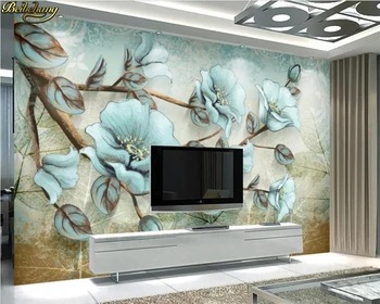 beibehang Потребителски фотообои стенопис цветя цъфтят ретро цветя и птици модерен минималистичен абстрактен фон на стената