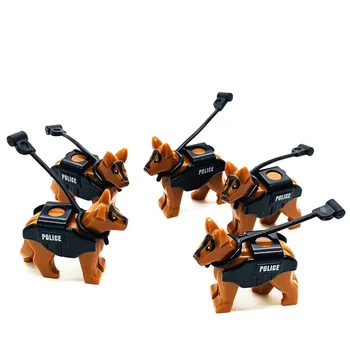 Военен от Специалните сили на Градската полиция Аксесоари за кучета Playmobil Фигурки Строителни блокове Войник от Армията на MOC Тухли Пистолет за Сглобяване на Модели Играчки