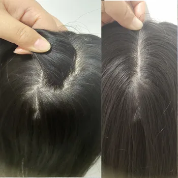 Virgin Full Silk Top Hair Pieces Реми Перуки, изработени от човешка Коса 130% Плътност, перуки естествен Цвят за Жени 14 инча