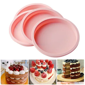 4-инчов многопластови форми за печене, силиконова форма за торта, форма за торта с кръгла сърце, под формата на десерт, без рязане, Инструменти за печене маффинов