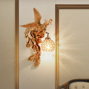 Креативен стенен лампа с дракон Фениксом, луксозен начало декор, монтиран на стената лампа, на фона на всекидневна, коридор, стълбище, нощна лампа за спални