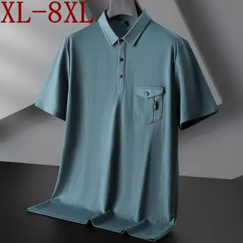 Размер на 8XL 7XL 6XL 2023, Нова Лятна Ежедневни Риза с къси ръкави За Мъже, Къс Ръкав, на Ревера, Мъжки Ризи С Джоб, Високо Качество, Модерен Мъжки Поло