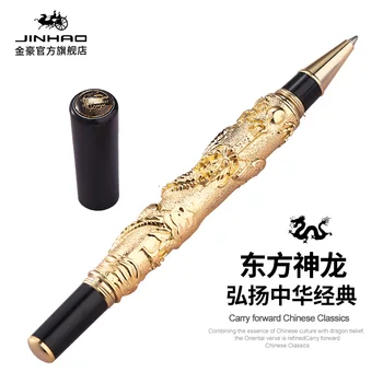 JINHAO 41 Химикалка химикалка-roller Oriental Dragon сребърен/златен/сив цвят с релефна под формата на дракон, кристални пишещи средства, Канцеларски материали, Новост