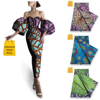 100% памучен плат с принтом, висококачествен Анкарский восък за рокли, златен прах с принтом в стил Гана, истинска африканска alibaba express