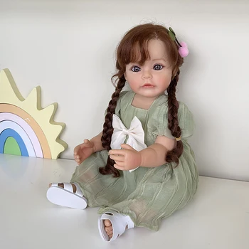 22-инчовата силиконова vinyl кукла Sue-sue за цялото тяло, възстановената момиченце-бебе, кукла с вкоренените коса, висок клас подарък за момичета, Директен доставка