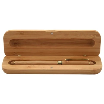 Реколта елегантна бамбук писалка с кутия за бизнес подаръци, луксозни маркови офис химикалки за писане