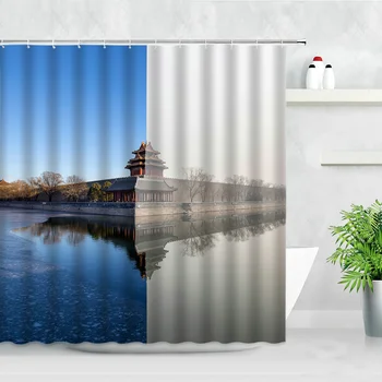 3D Classical Architecture Shower Curtain Home Decor Bathroom Waterproof Curtain with Hooks Accessories завеси за баня за душата