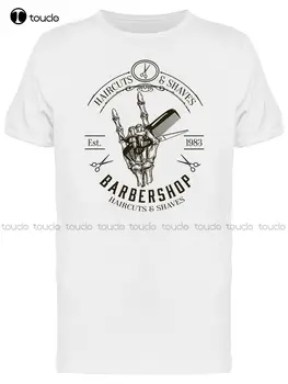 Мъжка тениска с изображение на череп и ръцете си в фризьорски салон, за новата мода, лято, нов дизайн, памучен мъжки t-shirt