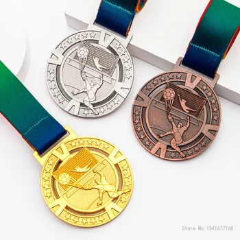 2 елемента Выдалбливают медал Футболен състезания Злато Сребро Бронз Чест на екипа на Училищна дейност Начало декор На врата виси на метална медал