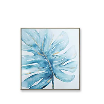 Рисунки със сини цветя за украса на дома, ръчно акрилна живопис с маслени бои върху платно, монтиран на стената художествен плакат за дневна, мека мебел, спални