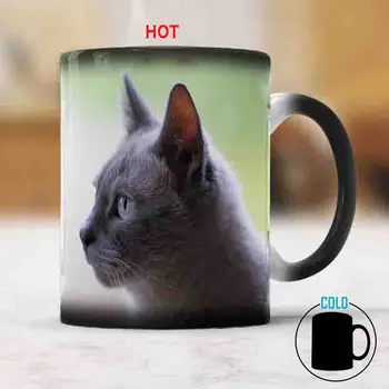 Забавен меден Котка 11 грама Керамични чаши за Кафе с променен цвят, Термочувствительная Магическа чаша за чай, неочакван подарък