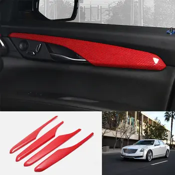 Тампон на подлакътник вътрешни врати, ABS-червено въглеродни влакна за 2016-2020 Cadillac CT6