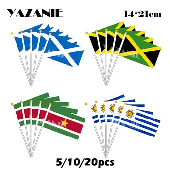 ЯЗАНИ 14*21 см 5/10/20 бр Шотландия Ямайка Суринам Уругвай Малък Ръчен Флаг От Полиестер Държава Националния Печатни Флаг