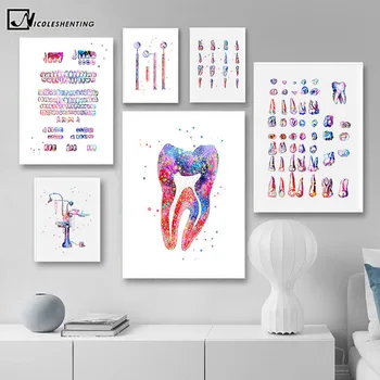 Цветен плакат с анатомията на зъбите, печат върху платно, минималистичная медицинска боядисване, декоративна живопис, интериор на студентска болница камара