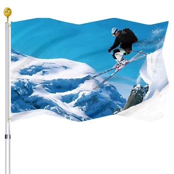 Флаг за ски спортове, флаг за юношески градина, семейно бижу за сядане на открито, флаг двор за зимни спортове в ски тема