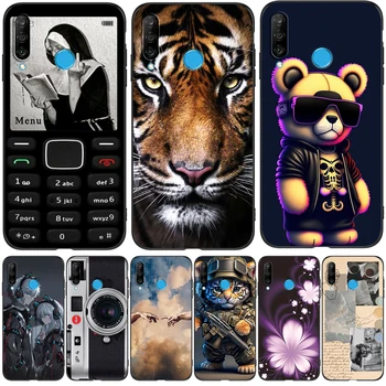 За Huawei P30 lite Nova 4e honor 20s honor 20 lite руската версия калъф на задната част на кутията на телефона е черен калъф от TPU мечка, тигър сладък лъв