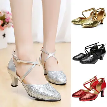 Дамски обувки за латино танци, балетные обувки, дамски сандали на високи токчета, Дамски сребрист танцови обувки за жени Zapatos De Mujer 2020