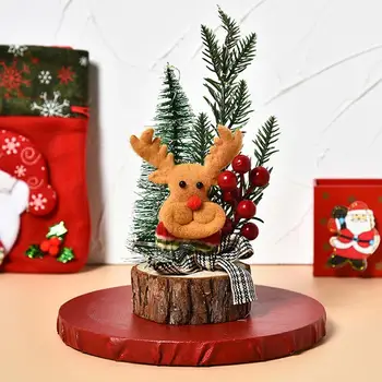 Мини-Украса за Коледната елха с дървено дъно, led лампа, тенис на къща, маса за декорации, Фестивал, Коледни украси за дома