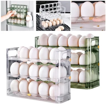 Кутия за съхранение на пресни яйца, Нов обратим органайзер за хладилник, Съдове за хранене, компактен кухненски употреба, кутии за съхранение