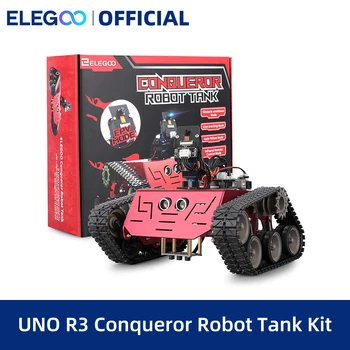 Робот-танк ELEGOO Conqueror с UNO R3, IR дистанционно управление и т.н. на Интелектуалния и образователен комплект роботи-машинки, съвместим с Arduino