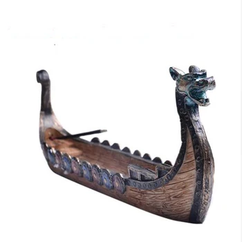 Ретро Кадилница за тамян Лодка Дракон Притежателя Ароматна пръчица Традиционен китайски дизайн Ръчна Дърворезба, Декорация за Кадилници Начало Декор