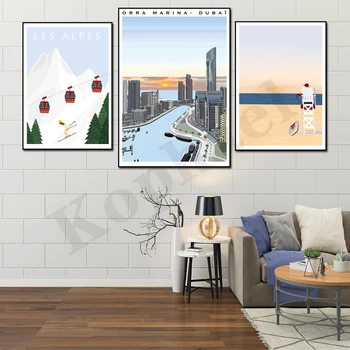Дубай Марина Алпите, зимни ски, Спасителите на океан плажа, Пътуват из града, Живописни Идеи за подаръци, Декорация на стените у дома, картини върху платно